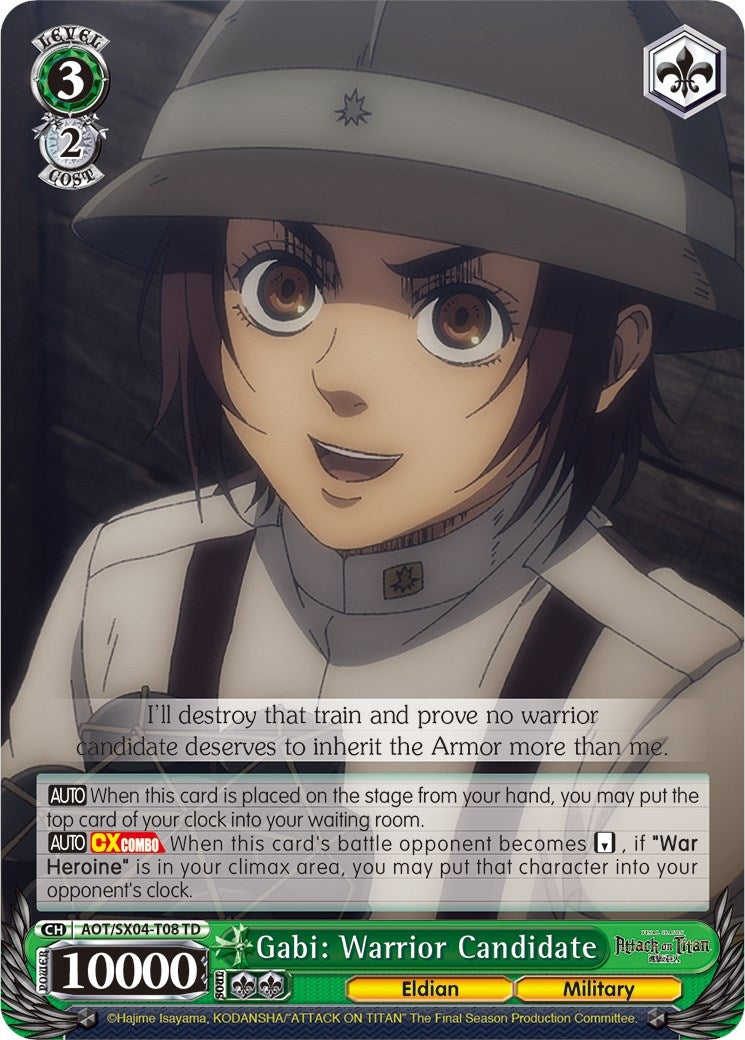 Gabi: Warrior Candidate (408) [AOT3] - Weiss Schwarz Single
