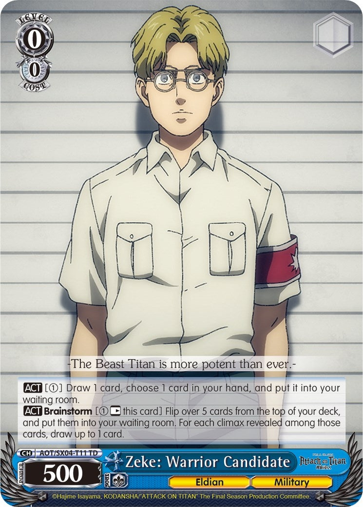 Zeke: Warrior Candidate (411) [AOT3] - Weiss Schwarz Single