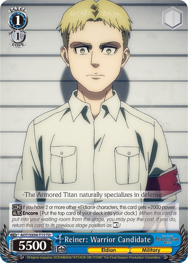 Reiner: Warrior Candidate (415) [AOT3] - Weiss Schwarz Single