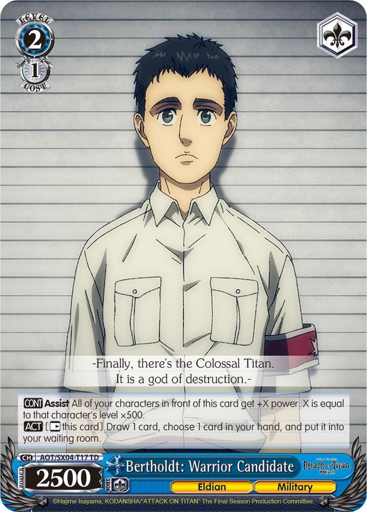 Bertholdt: Warrior Candidate (417) [AOT3] - Weiss Schwarz Single