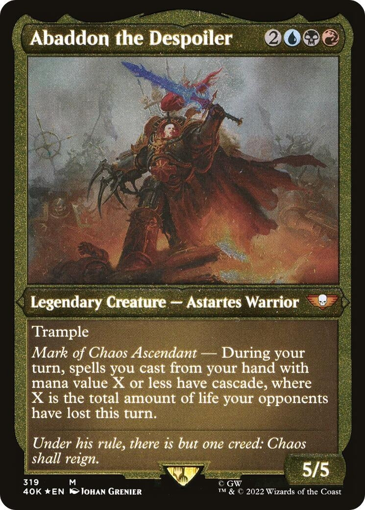Abaddon the Despoiler (Display Commander) (Foil Etched) - Thick Stock (319) [40K] - MTG Single