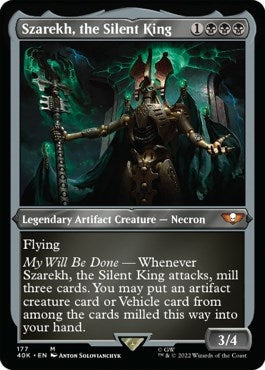 Szarekh the Silent King (Display Commander) (Surge Foil) - Thick Stock (177) [40K] - MTG Single