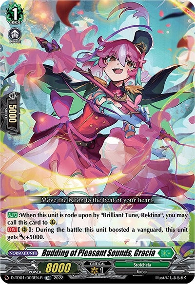 Budding of Pleasant Sounds Gracia (Foil) (1003) [D-TD01] - Cardfight Vanguard Single