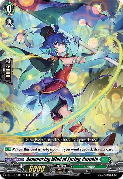 Announcing Wind of Spring Corphie (1004) [D-TD01] - Cardfight Vanguard Single