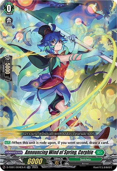 Announcing Wind of Spring Corphie (Foil) (1004) [D-TD01] - Cardfight Vanguard Single