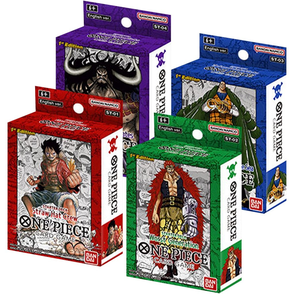 Super Pre-Release Starter Decks 1-4 [Set of 4] (ST-01 PRE) - One Piece Card Game Sealed