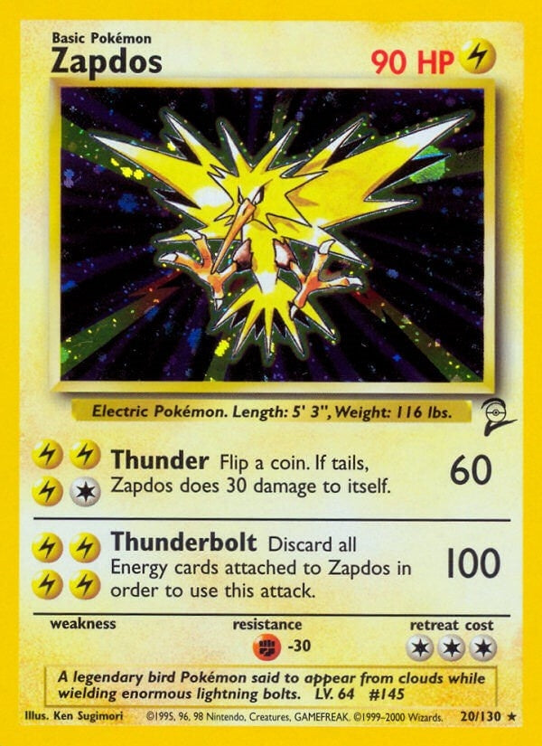Image for Zapdos (020/130) (Base Set 2) - Pokemon