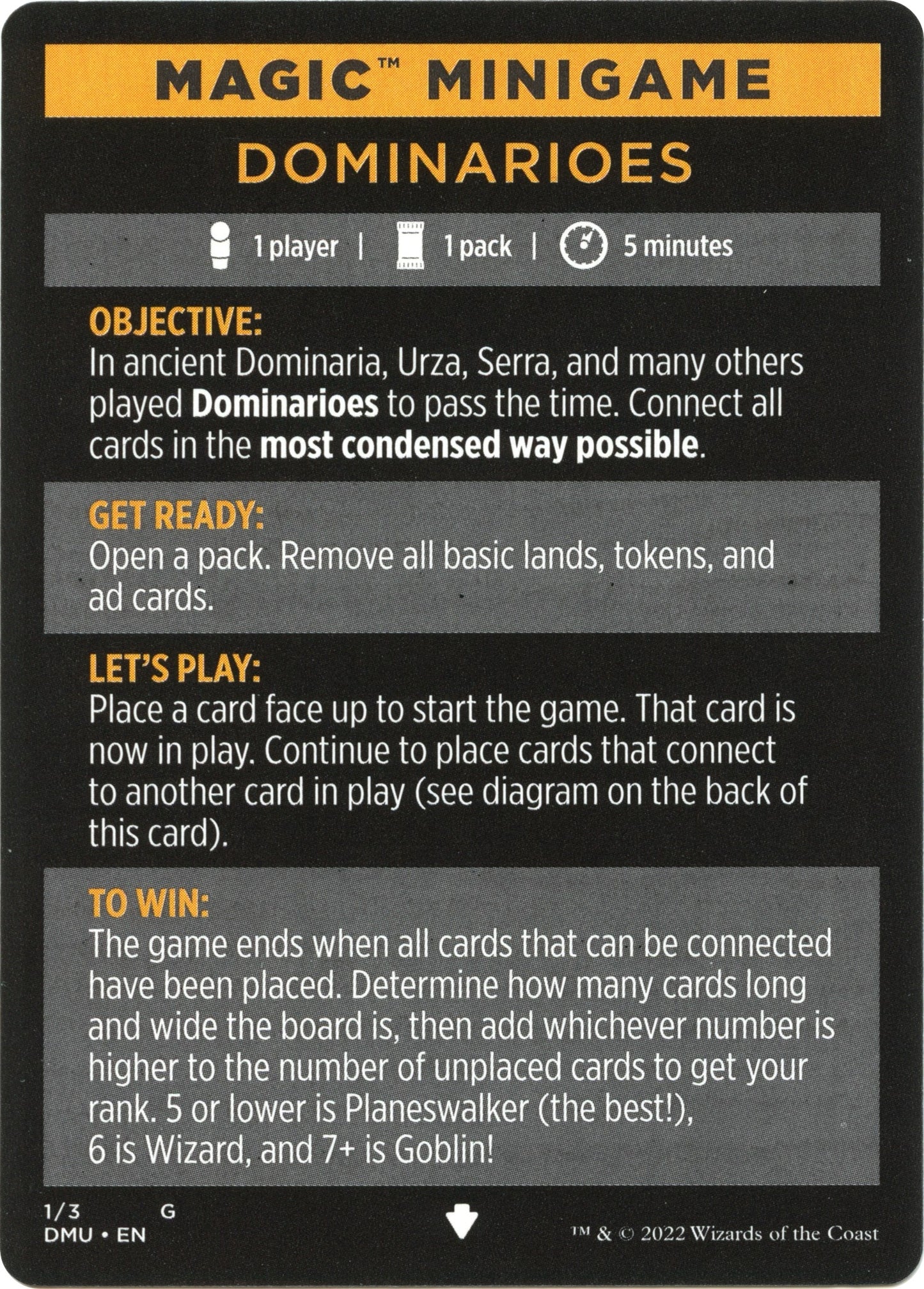 Magic Minigame: Dominarioes (1) [DMU] - MTG Single