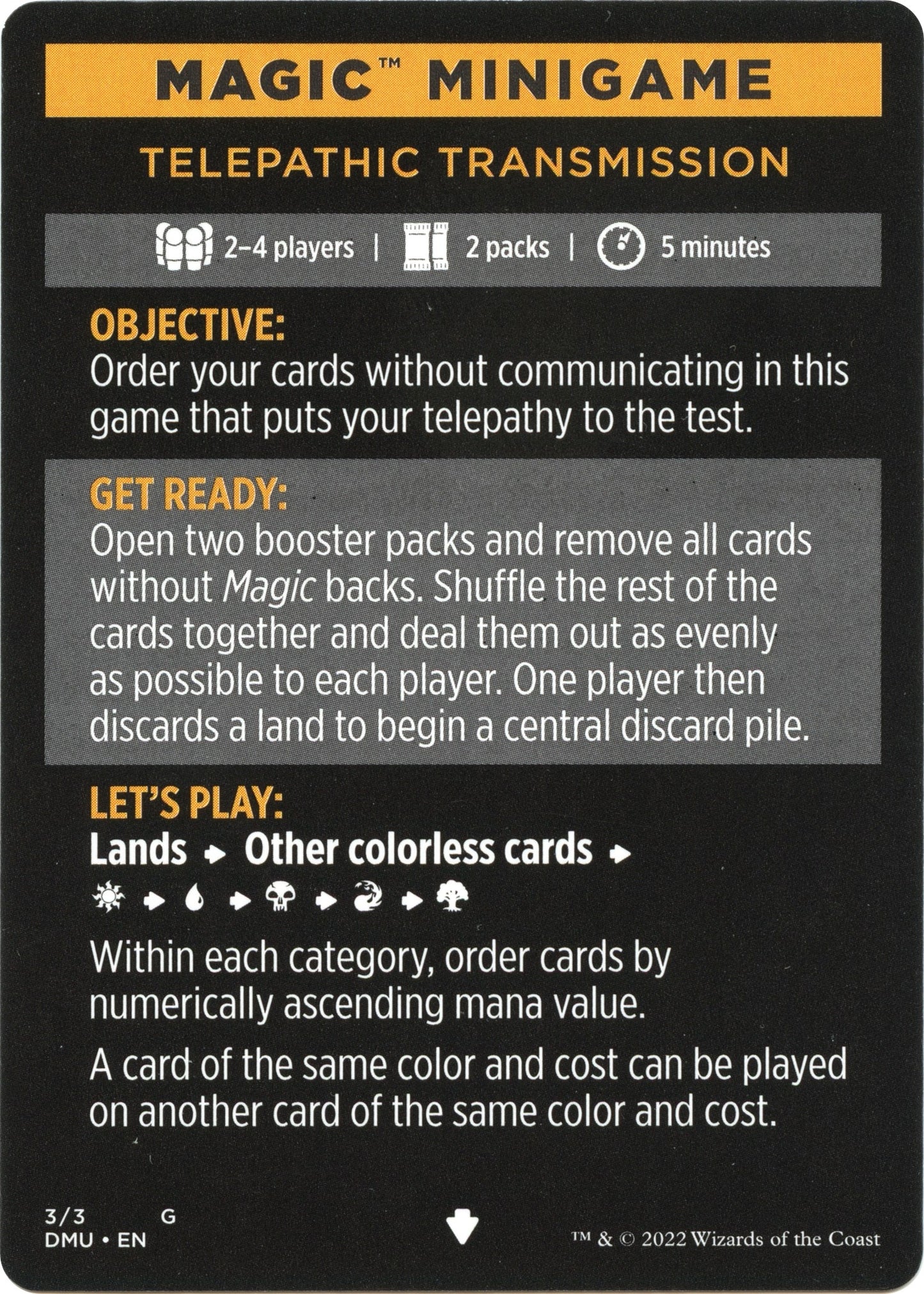 Magic Minigame: Telepathic Transmission (3) [DMU] - MTG Single
