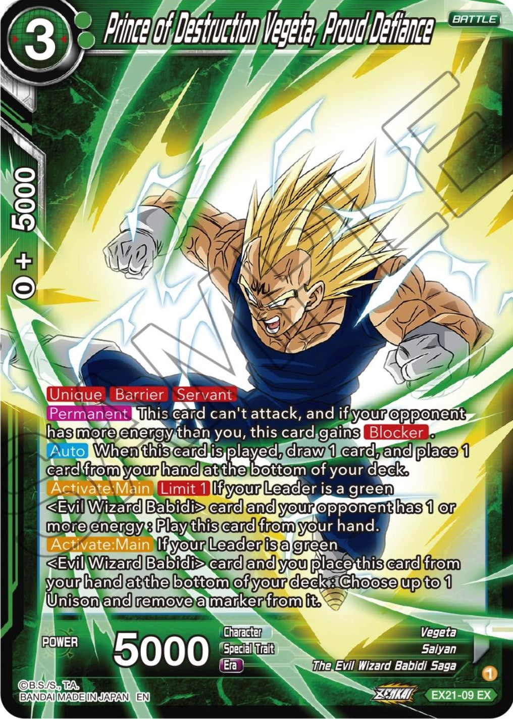 Image for Prince of Destruction Vegeta, Proud Defiance (EX21-09) [DBS-BE21]