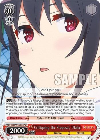Critiquing the Proposal Utaha (56067) [SHRB] - Weiss Schwarz Single