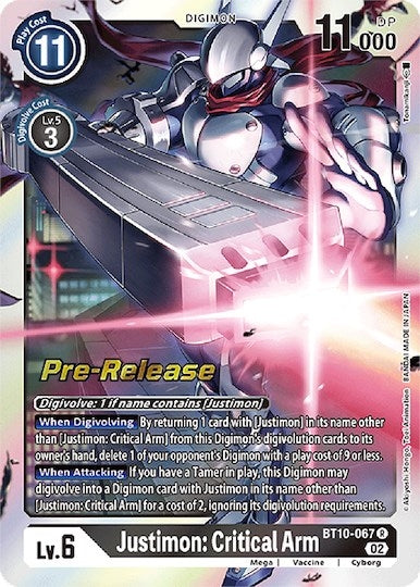 Justimon: Critical Arm (10067) [BT10_PR] - Digimon Card Game Single