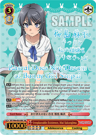 Irreplaceable Existence Mai Sakurajima (SEC) (Silver Stamped) (64053) [SBY/W64] - Weiss Schwarz Single