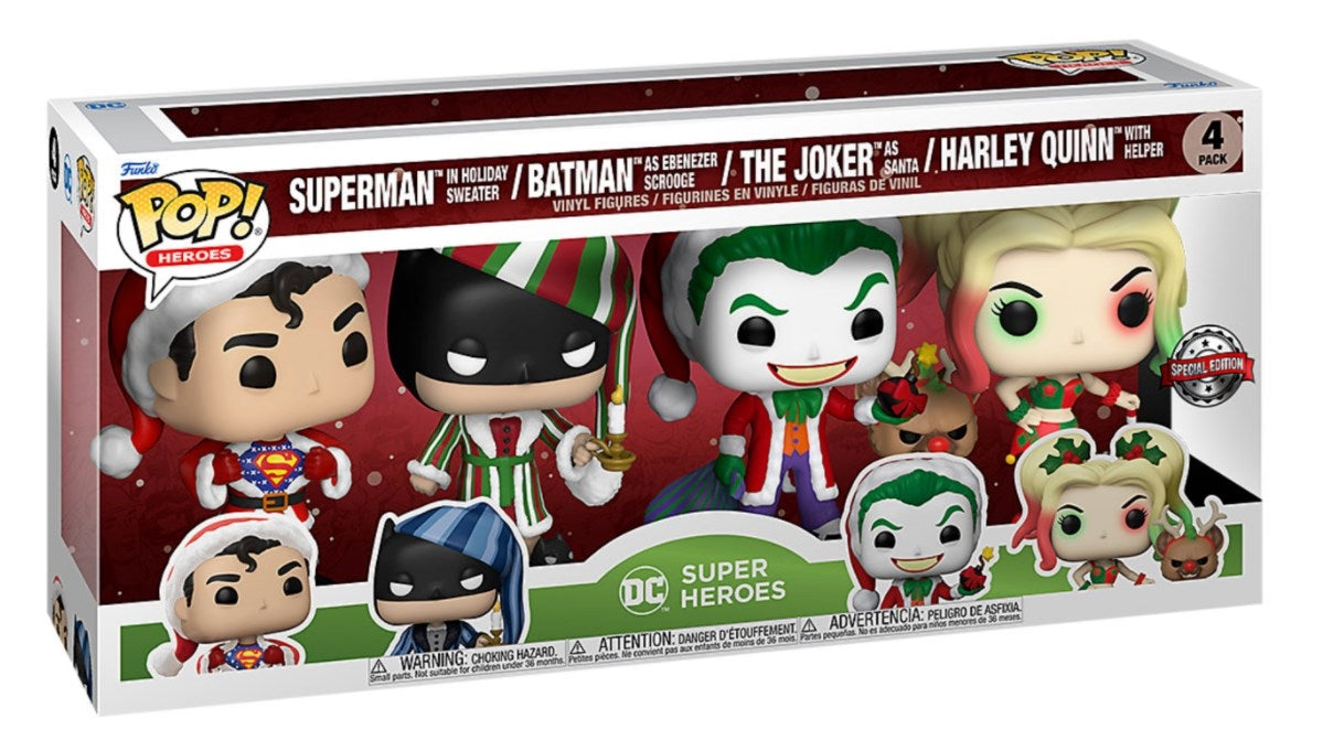 DC Super Heroes Christmas (4-Pack) (Walmart Exclusive) [POP!] - Funko Sealed