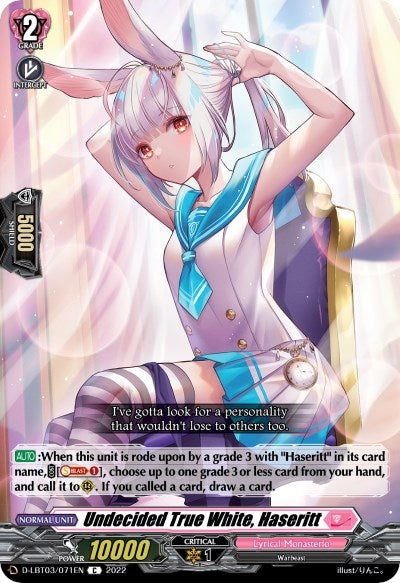 Undecided True White Haseritt (3071) [D-LBT03] - Cardfight Vanguard Single