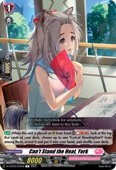 Can’t Stand the Heat York (3075) [D-LBT03] - Cardfight Vanguard Single