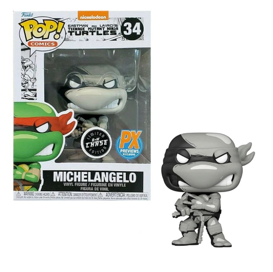 E&L’s TMNT: Michelangelo (Black and White) (34) [POP!] - Funko Sealed