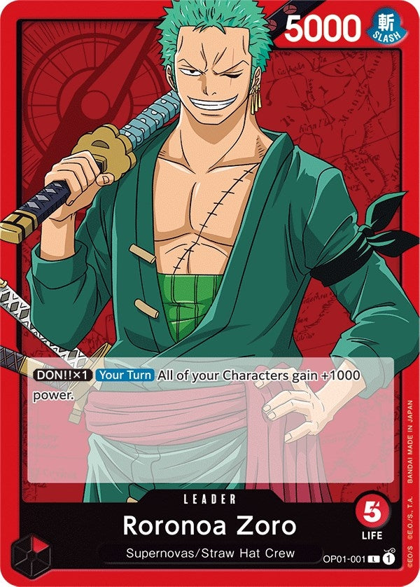 Roronoa Zoro (001) (1001) (OP01) - One Piece Card Game Single
