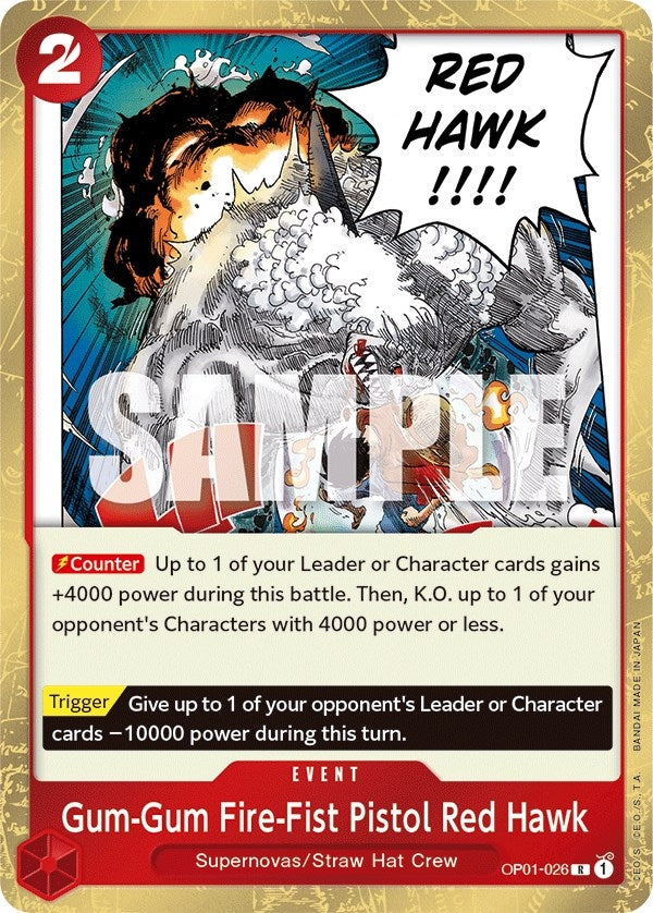 Gum-Gum Fire-Fist Pistol Red Hawk (1026) (OP01) - One Piece Card Game Single