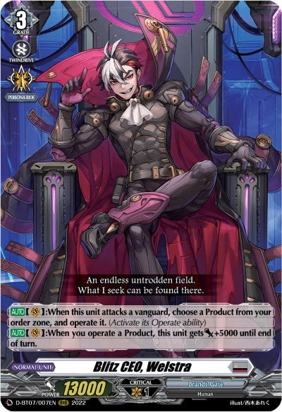 Blitz CEO Welstra (7007) [D-BT07] - Cardfight Vanguard Single