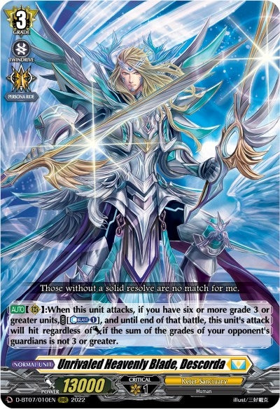 Unrivaled Heavenly Blade Descorda (7010) [D-BT07] - Cardfight Vanguard Single