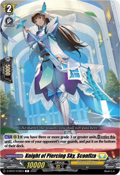 Knight of Piercing Sky Sconfiza (7078) [D-BT07] - Cardfight Vanguard Single