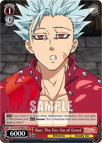 Ban: The Fox Sin of Greed (DSR) (5069) [SDS] - Weiss Schwarz Single