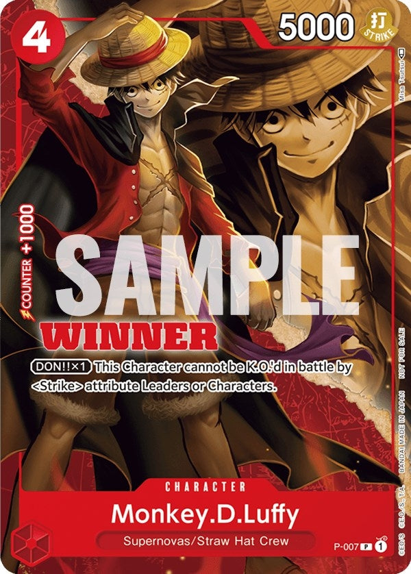 Monkey.D.Luffy - P-007 (Winner Pack Vol. 1) (7) (OP-PR) - One Piece Card Game Single