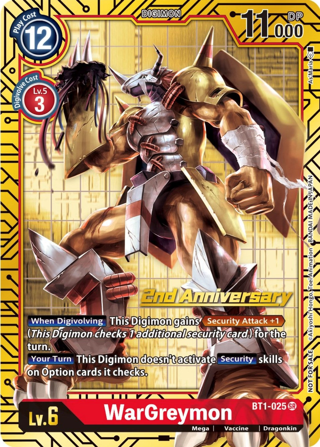 WarGreymon (2nd Anniversary Card Set) (1025) [BT01-03] - Digimon Card Game Single
