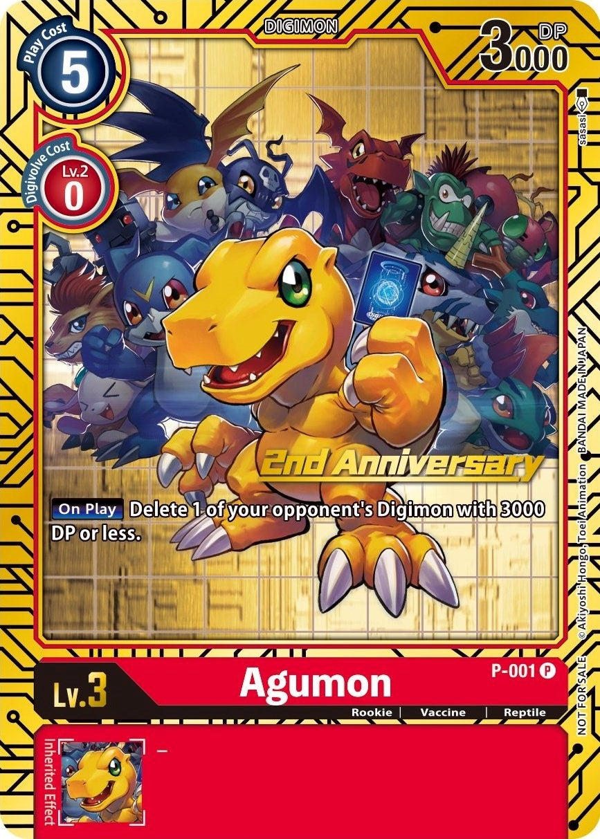 Agumon - P-001 (2nd Anniversary Card Set) (1) [D-PR] - Digimon Card Game Single