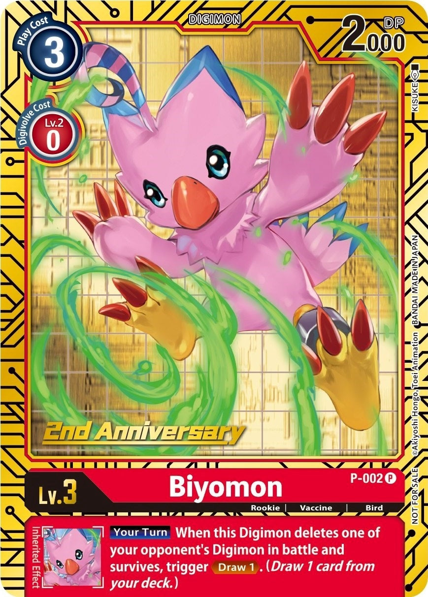 Biyomon - P-002 (2nd Anniversary Card Set) (2) [D-PR] - Digimon Card Game Single