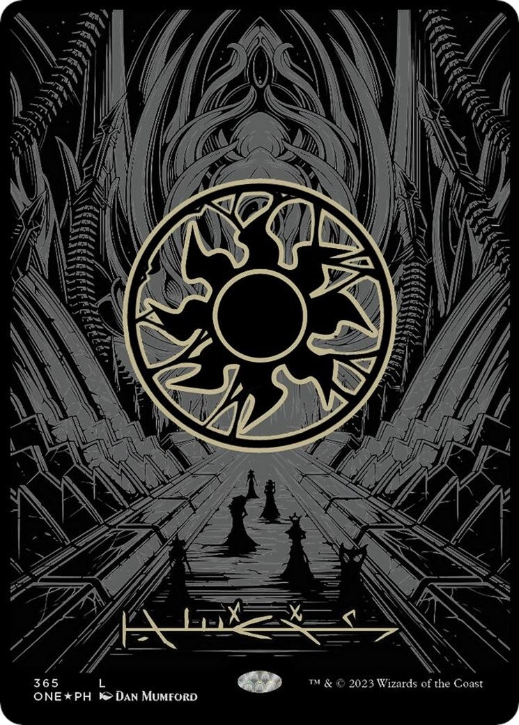 Plains (Phyrexian) - Full Art (Oil Slick Raised Foil) (365) [ONE] - MTG Single