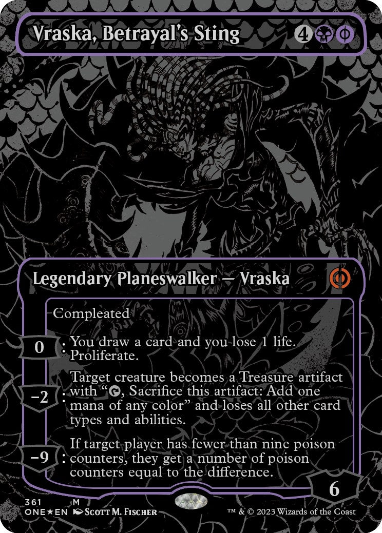 Vraska Betrayal’s Sting (Oil Slick Raised Foil) (361) [ONE] - MTG Single