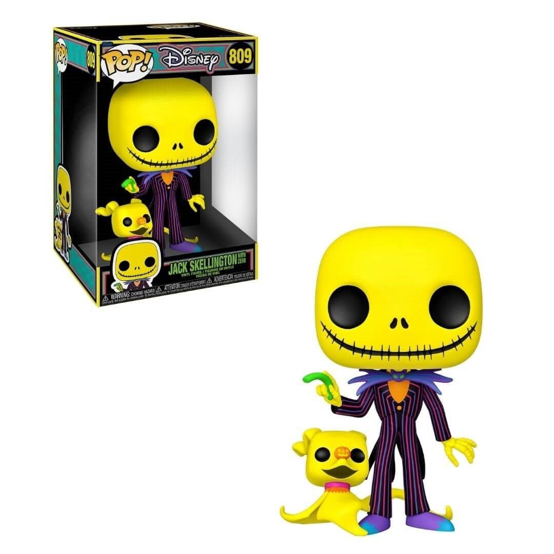 The Nightmare Before Christmas: Jack Skellington & Zero Super Sized 10’’ (Glow-in-the-Dark) (809) [POP!] - Funko Sealed