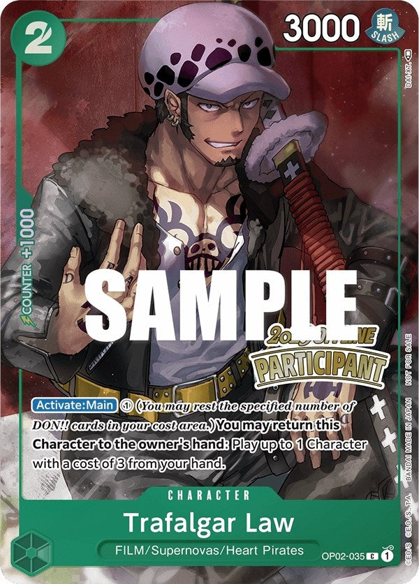 Trafalgar Law (Offline Regional 2023) [Participant] (2035) (OP-PR) - One Piece Card Game Single
