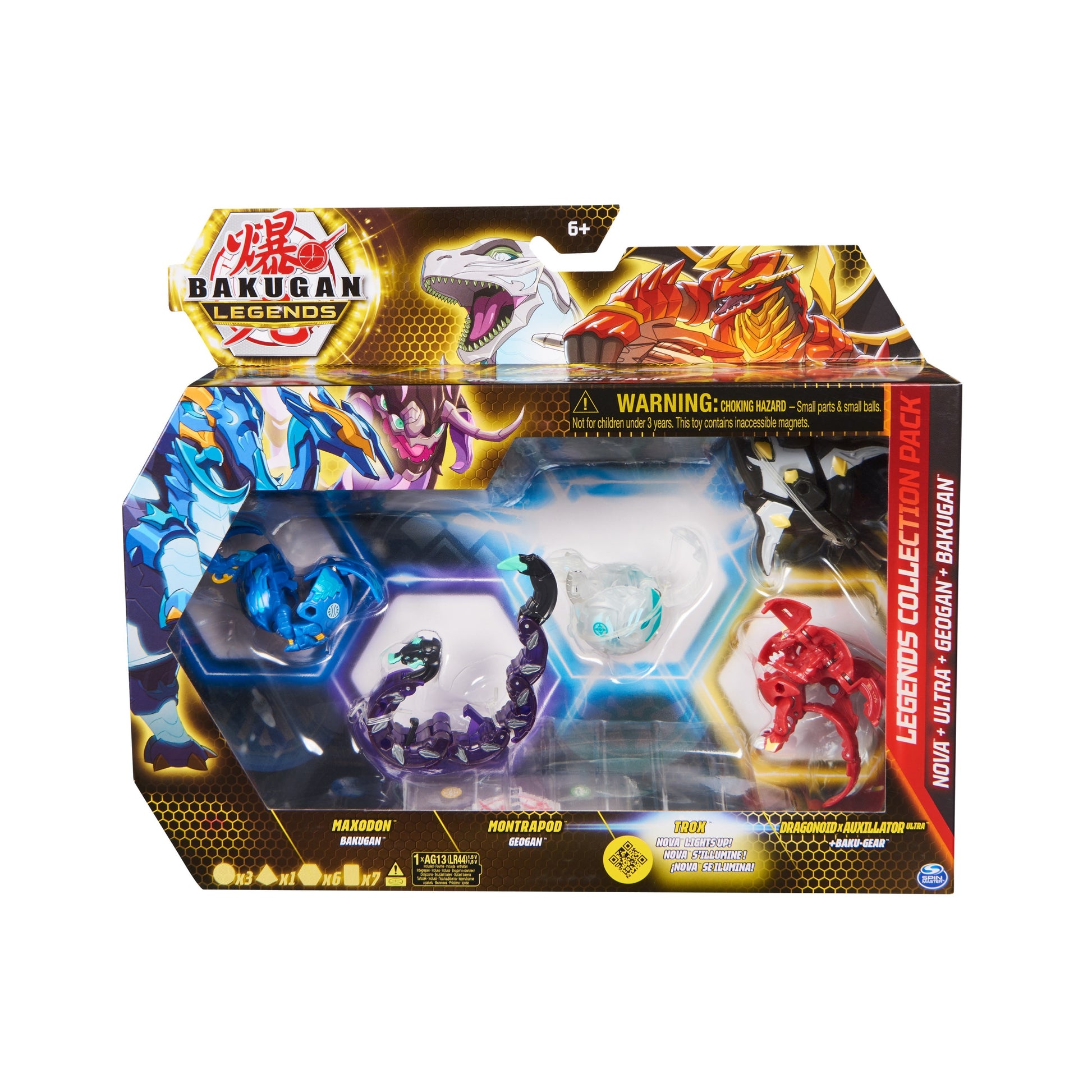 Legends Collection Pack - Maxodon Montrapod Trox and Dragonoid x Auxiliator Ultra [LED] - Bakugan TCG Sealed