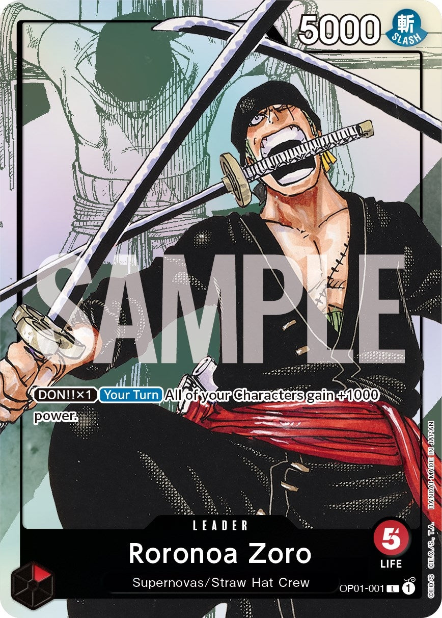Roronoa Zoro - OP01-001 (Alternate Art) (1001) (OP-PR) - One Piece Card Game Single
