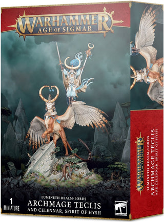 Warhammer: Age of Sigmar - Lumineth Realm-Lords: Archmage Teclis and Celennar Spirit of Hysh [PLAS] - Warhammer Box