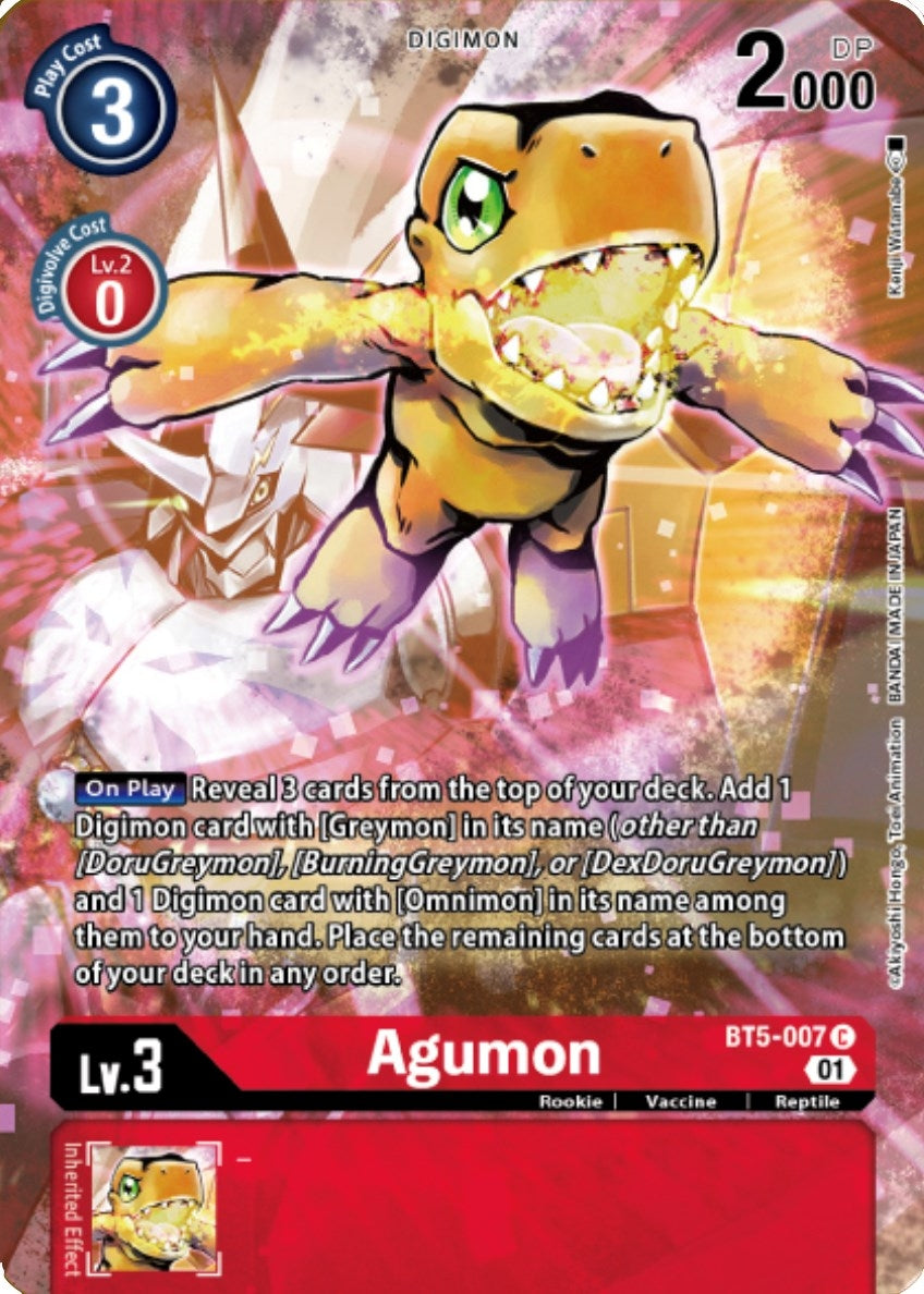 Agumon - BT5-007 (Digimon Royal Knights Card Set) (5007) [BT05] - Digimon Card Game Single