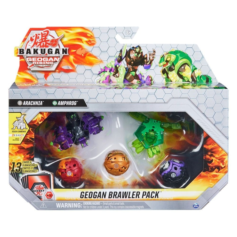 Bakugan Geogan Rising Brawler Pack - Darkus Arachnia Ventus Amphrog [GR] - Bakugan TCG Sealed