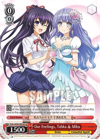 Our Feelings Tohka & Miku (SR) (99053) [DAL] - Weiss Schwarz Single