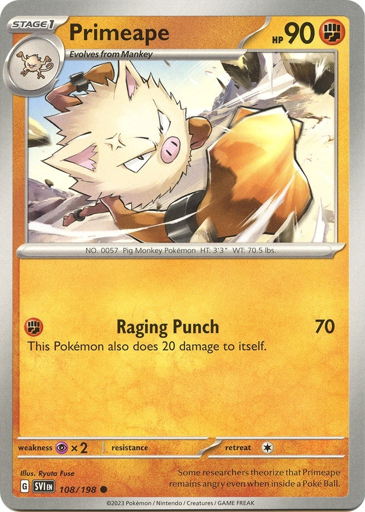Image for Primeape (108/198) (SV01: Scarlet & Violet Base Set) - Pokemon