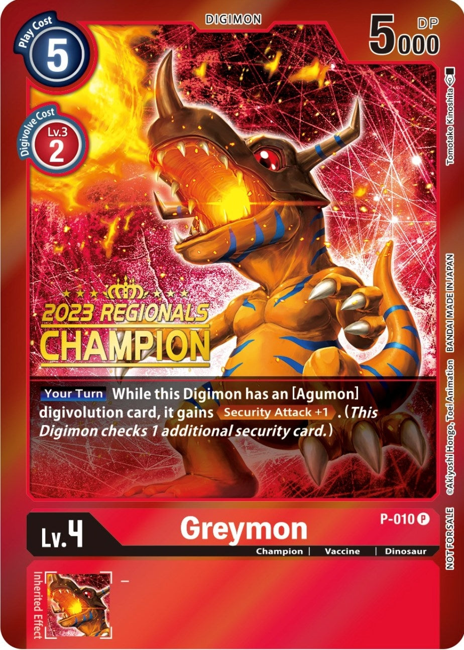 Greymon - P-010 (2023 Regionals Champion) (10) [D-PR] - Digimon Card Game Single