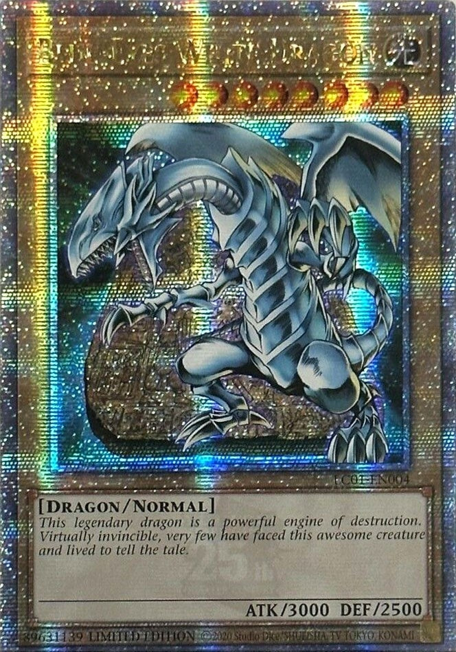 Blue-Eyes White Dragon (Quarter Century Secret Rare) (1004) (LC01) - YuGiOh Single