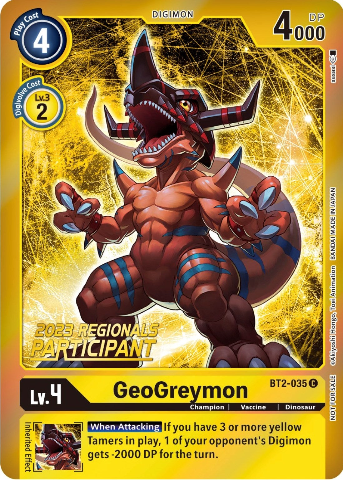 GeoGreymon (2023 Regionals Participant) (2035) [BT01-03] - Digimon Card Game Single