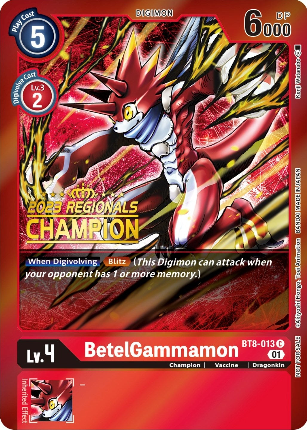 BetelGammamon (2023 Regionals Champion) (8013) [BT08] - Digimon Card Game Single