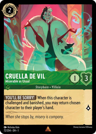 Cruella de Vil - Miserable as Usual (72) (1) - Disney Lorcana Single