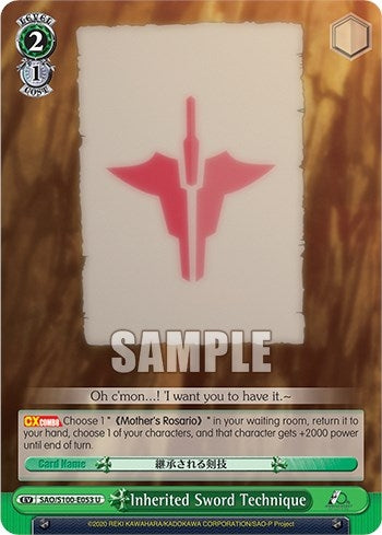 Inherited Sword Technique (100053) [SAO/S100] - Weiss Schwarz Single
