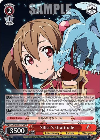 Silica’s Gratitude (SR) (100070) [SAO/S100] - Weiss Schwarz Single