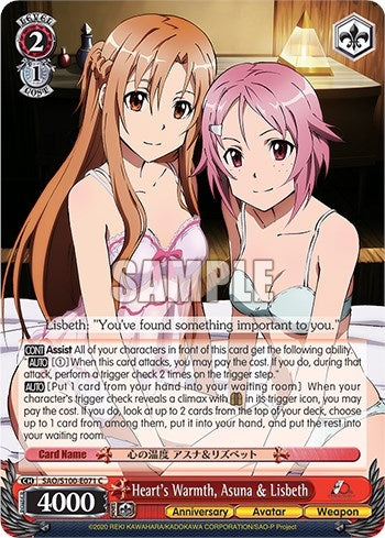 Heart’s Warmth Asuna & Lisbeth (100071) [SAO/S100] - Weiss Schwarz Single